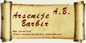 Arsenije Barbir vizit kartica